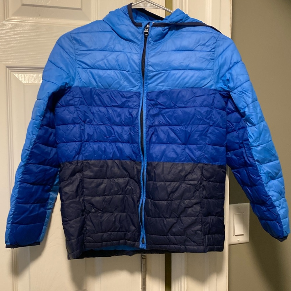 GAP Kids Boys Blue Lightweight Hooded Puffer Jacket Size L